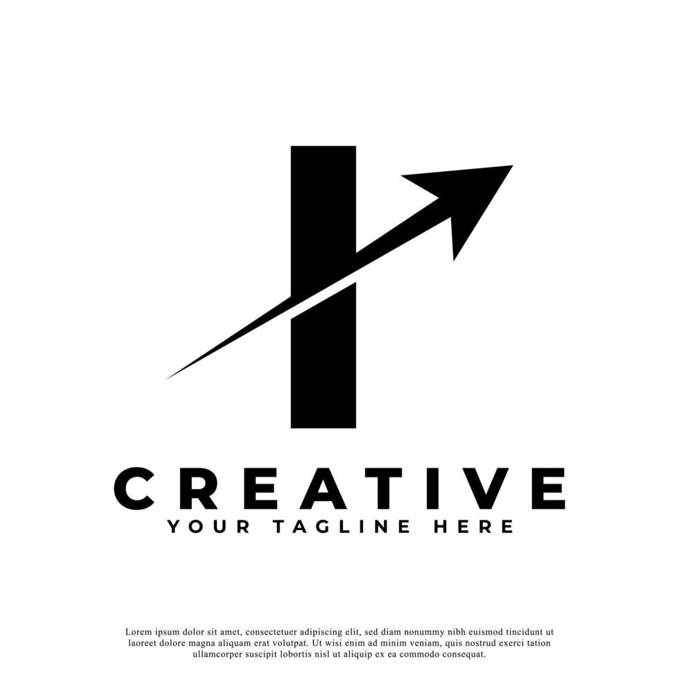 Initial Letter I Artistic Creative Arrow Up Shape Logotype. Usable for Business and Branding Logos. vector