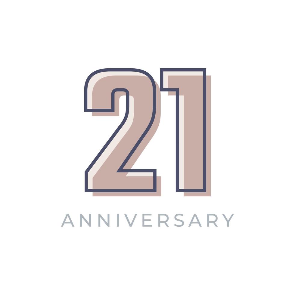 Vector de celebración de aniversario de 21 años. saludo de feliz aniversario celebra ilustración de diseño de plantilla