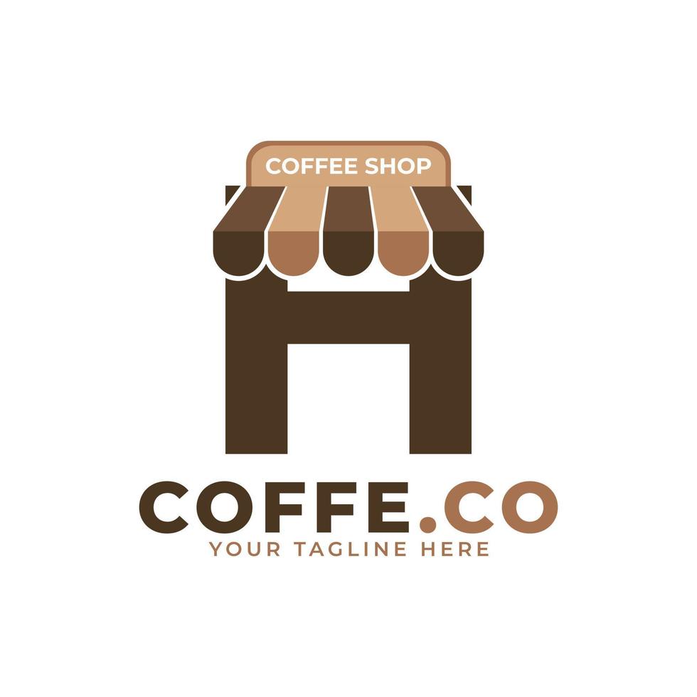 Coffee Time. Modern Initial Letter H Coffee Shop Logo Vector Illustration