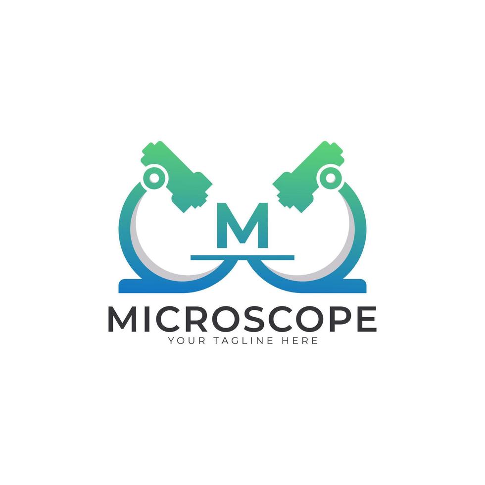 Laboratory Logo. Initial Letter M Microscope Logo Design Template Element. vector
