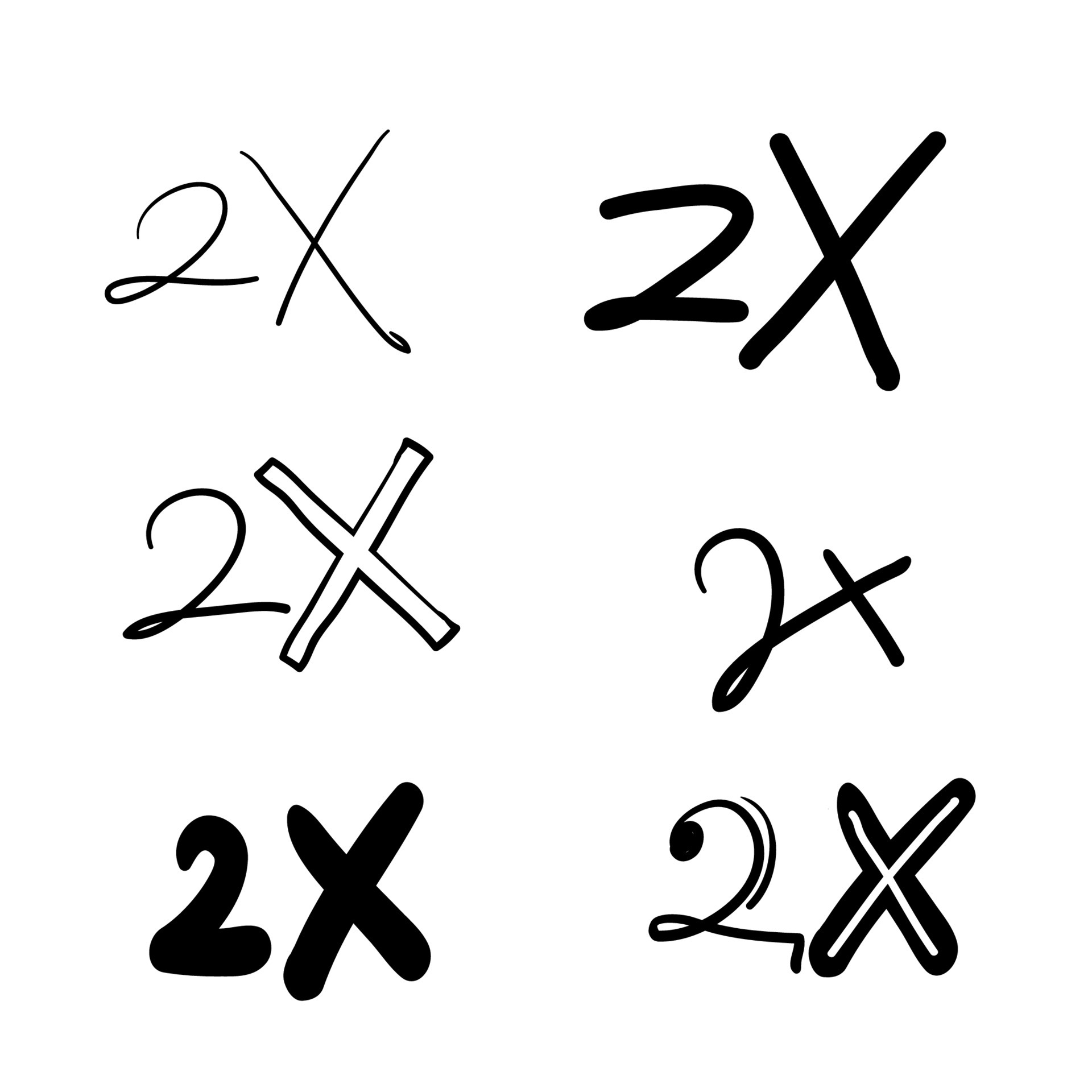 2x logo icon. X2 text letter, double faster logotype symbol.hand drawn ...