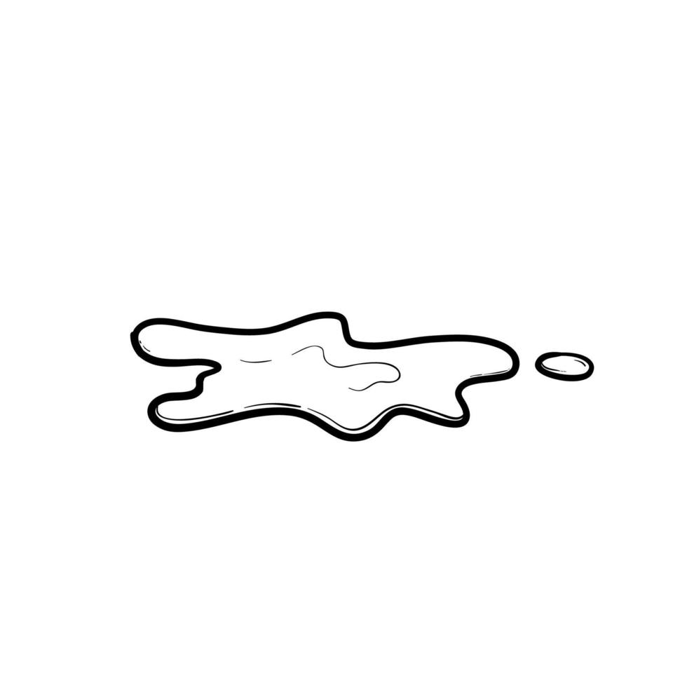 Water spill vector illustration with hand drawn doodle cartoon style isolated on white background