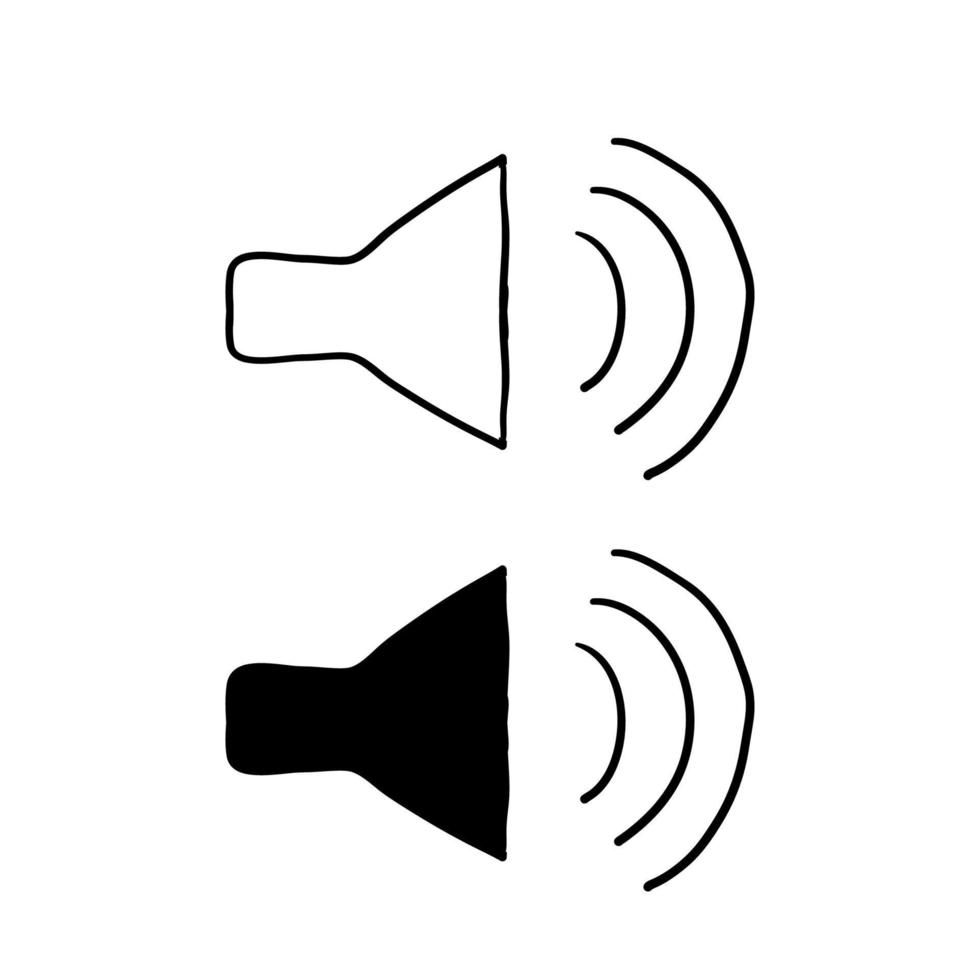 vector de icono de altavoz. doodle sonido altavoces símbolo estilo dibujado a mano aislado