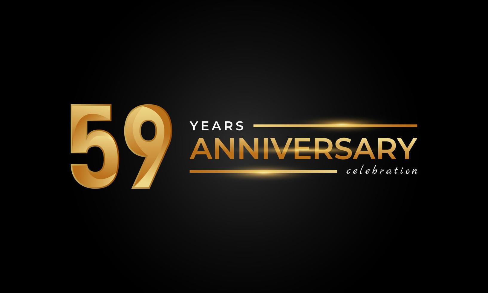 59 Year Anniversary Celebration with Shiny Golden and Silver Color for Celebration Event, Wedding, Greeting card, and Invitation Isolated on Black Background vector