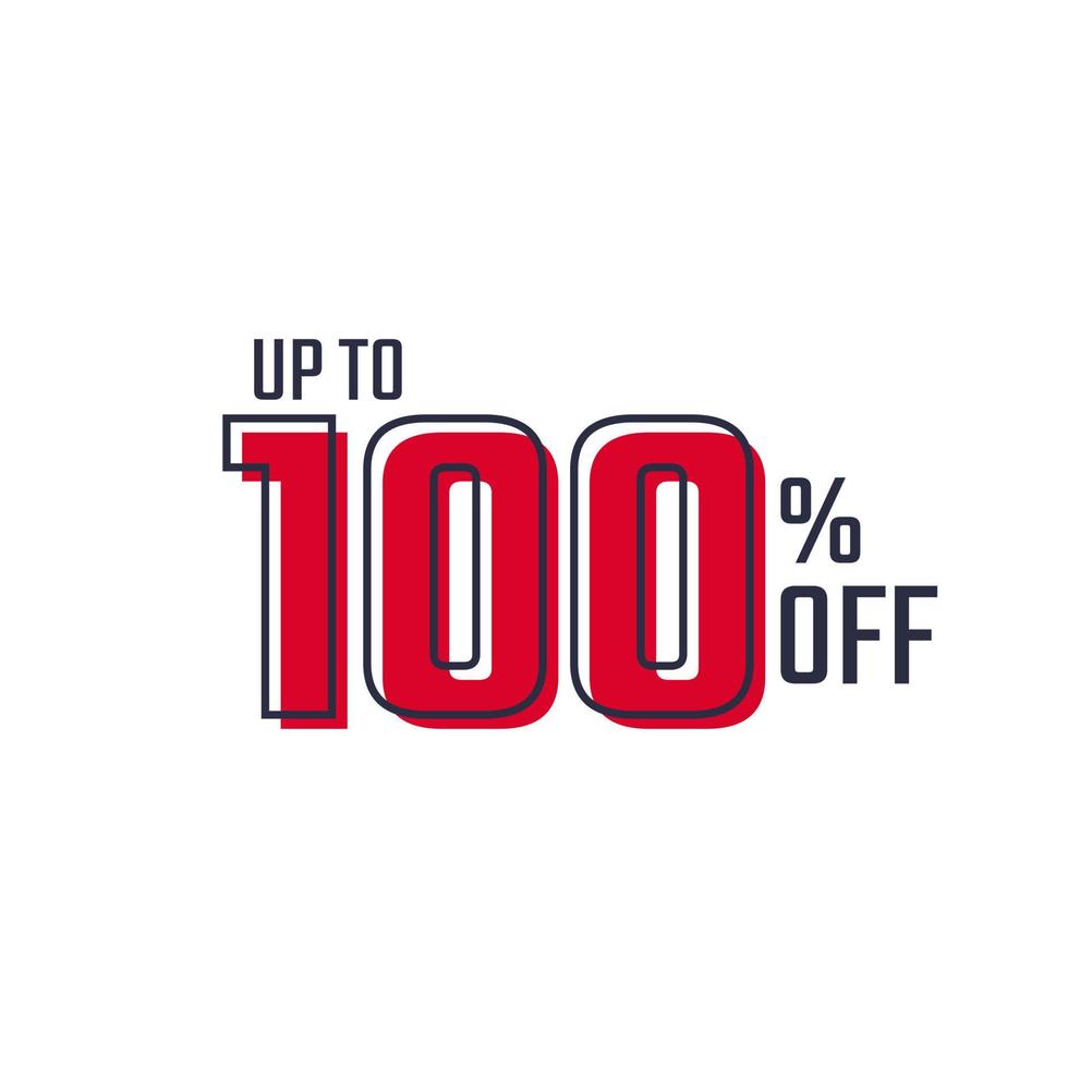 Discount Label up to 100 persent off Red Vector Template Design Illustration. Suitable Design for Shop and Sale Banners.