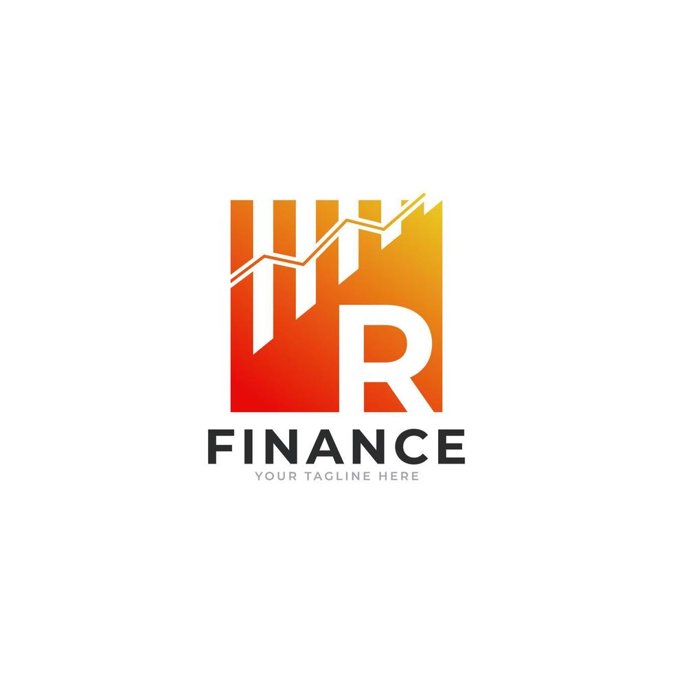 Initial Letter R Chart Bar Finance Logo Design Inspiration vector