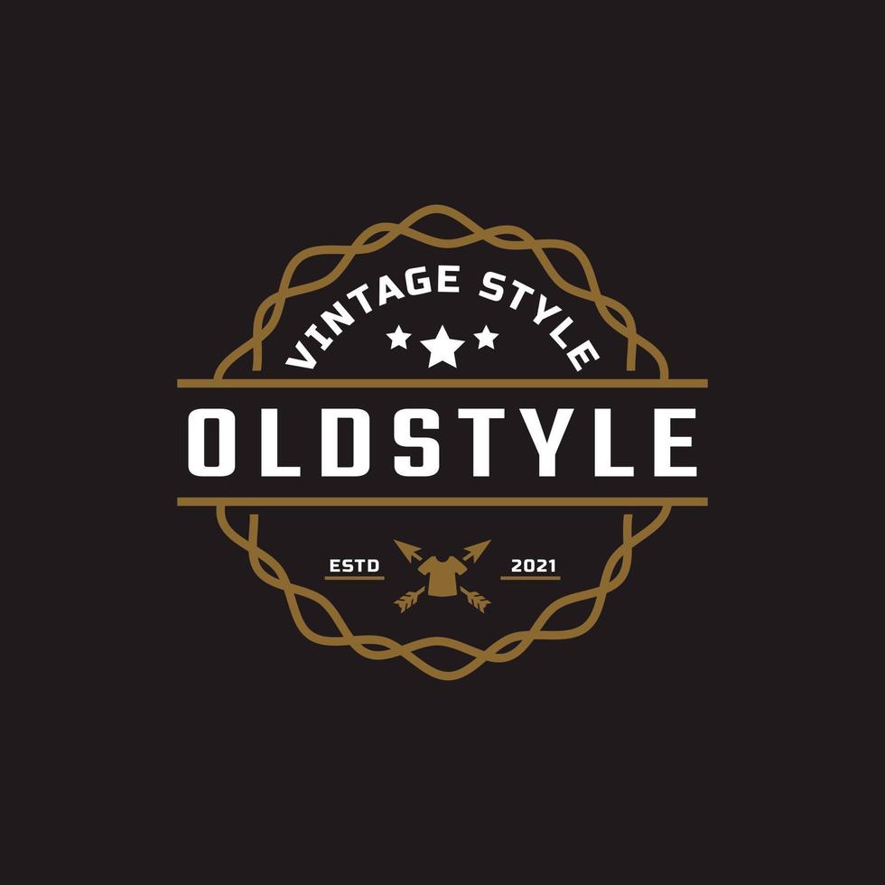 insignia de etiqueta retro vintage clásica para prendas de vestir elemento de plantilla de diseño de emblema de logotipo de estilo antiguo vector