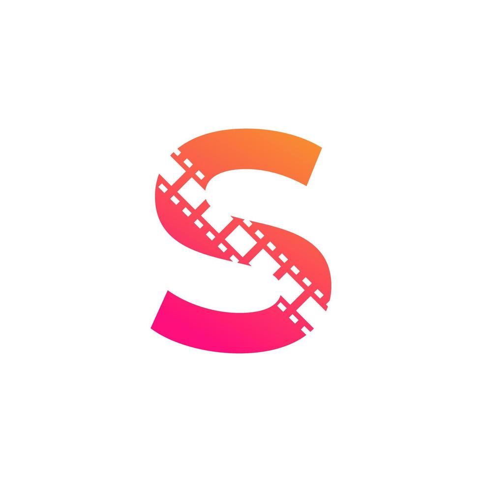 Initial Letter S with Reel Stripes Filmstrip for Film Movie Cinema Production Studio Logo Inspiration vector