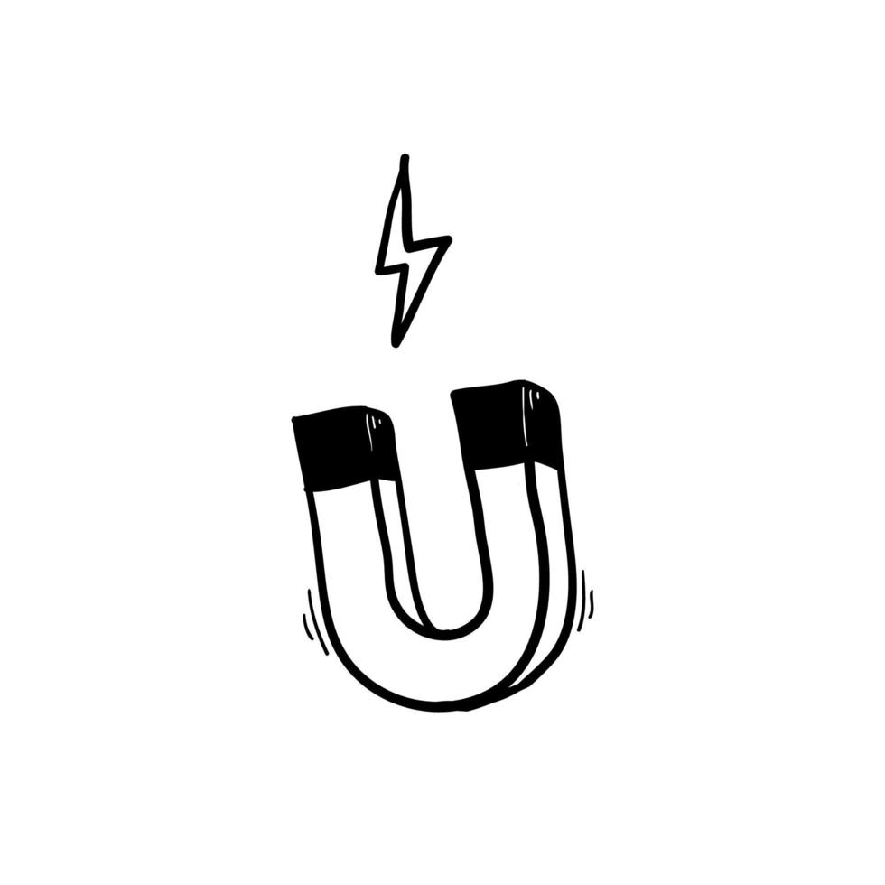 magnet icon illustration with hand drawn doodle cartoon style vector isolated