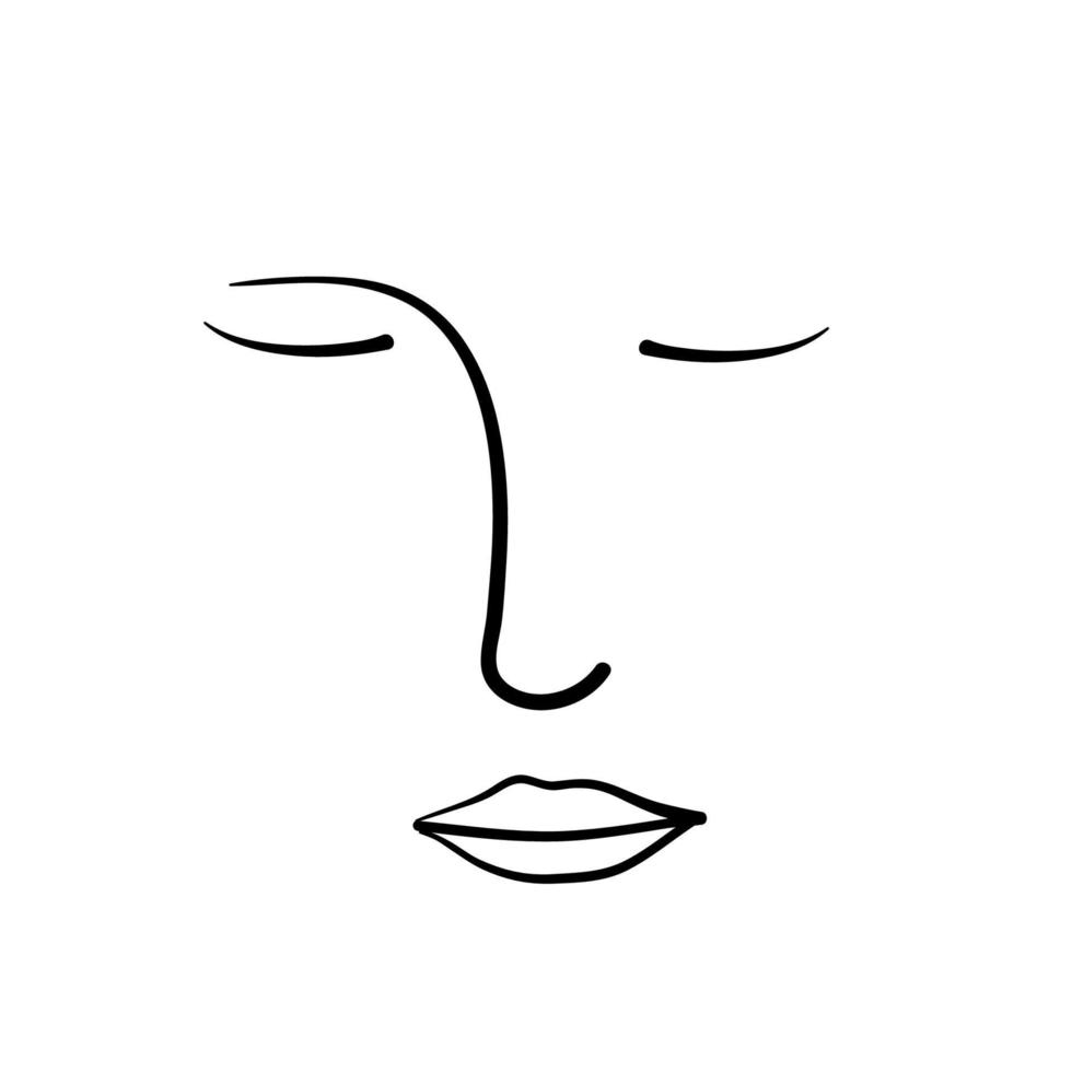 Abstract line continuous face. Contemporary drawing in modern cubism style. Portrait of a woman face isolated background vector