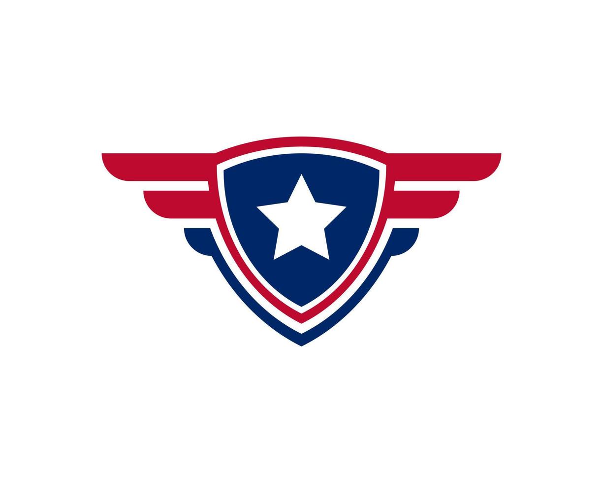 Emblem American Veteran Flag Emblem Wings with Shield Patriotic Logo Design Template Element vector