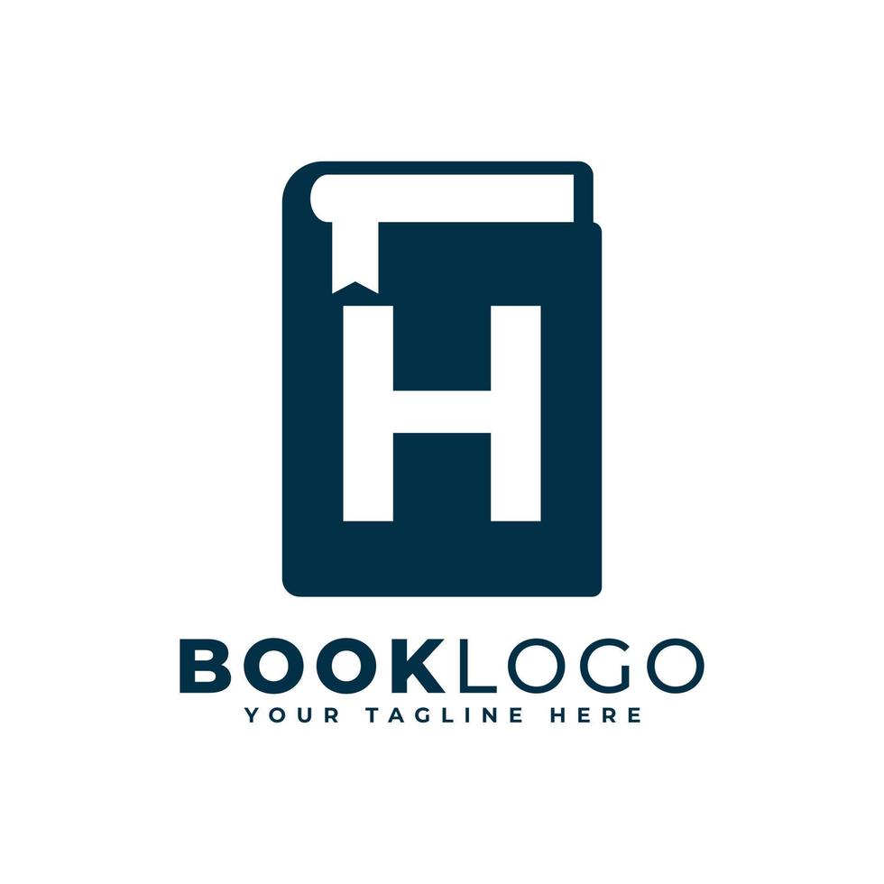 Letter Initial H Book Logo Design. Usable for Education, Business and Building Logos. Flat Vector Logo Design Ideas Template Element