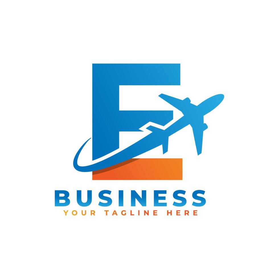 Letter E with Airplane Logo Design. Suitable for Tour and Travel, Start