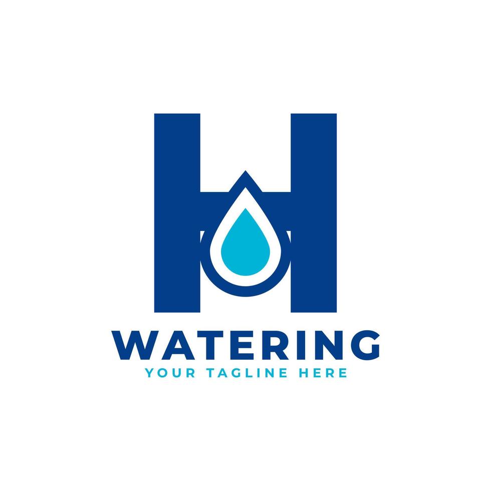 Water Drop Letter H Initial Logo. Usable for Nature and Branding Logos. Flat Vector Logo Design Ideas Template Element