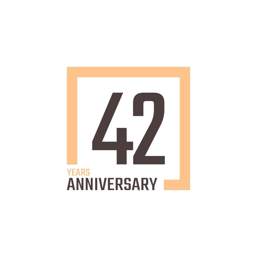 42 Year Anniversary Celebration Vector with Square Shape. Happy Anniversary Greeting Celebrates Template Design Illustration