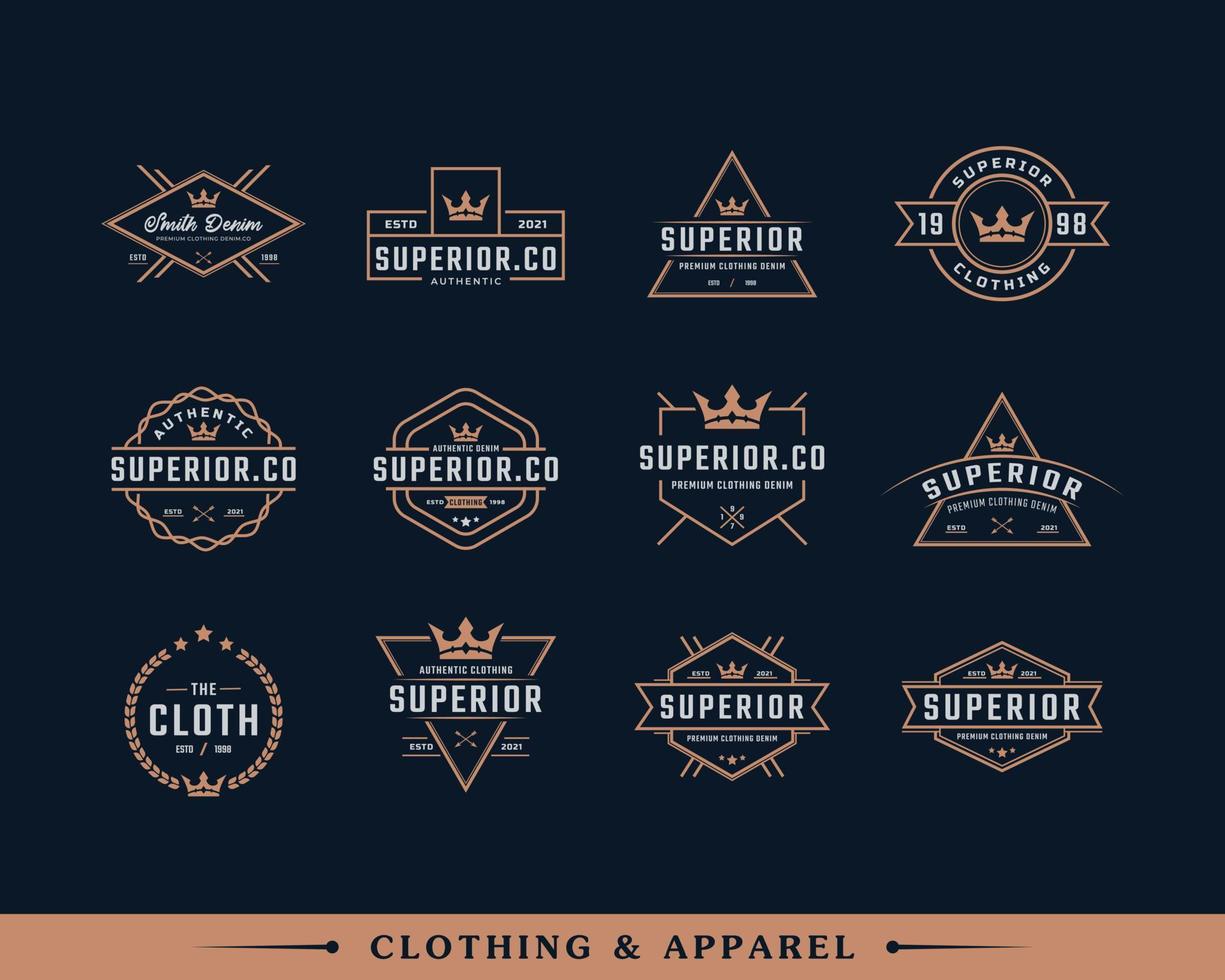 Set of Classic Vintage Retro Label Badge for Original Clothing Apparel Denim Jeans Frame Logo Design Inspiration vector