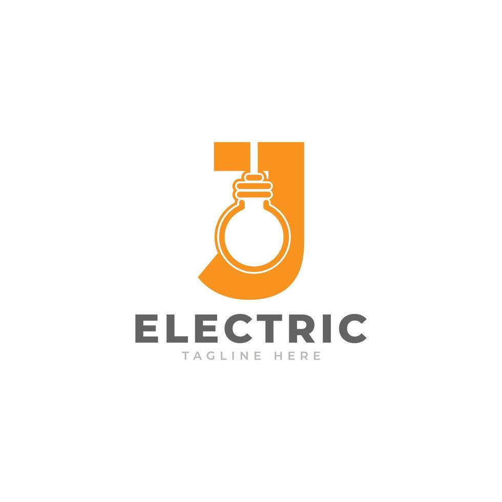 Modern Initial Letter J Smart Light Bulb Logo Design Vector Graphic Icon Template