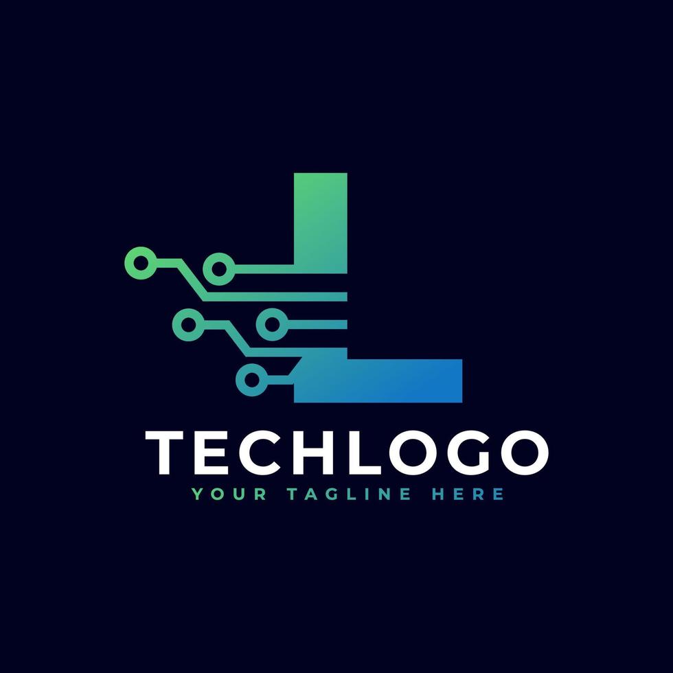 Tech Letter L Logo. Futuristic Vector Logo Template with Green and Blue Gradient Color. Geometric Shape. Usable for Business and Technology Logos.