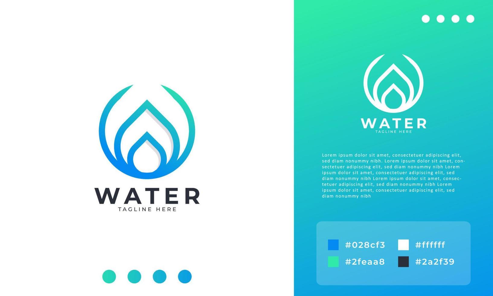 Water Drop Logo Design Template Linear style. Blue Droplet Lines Aqua Icon vector