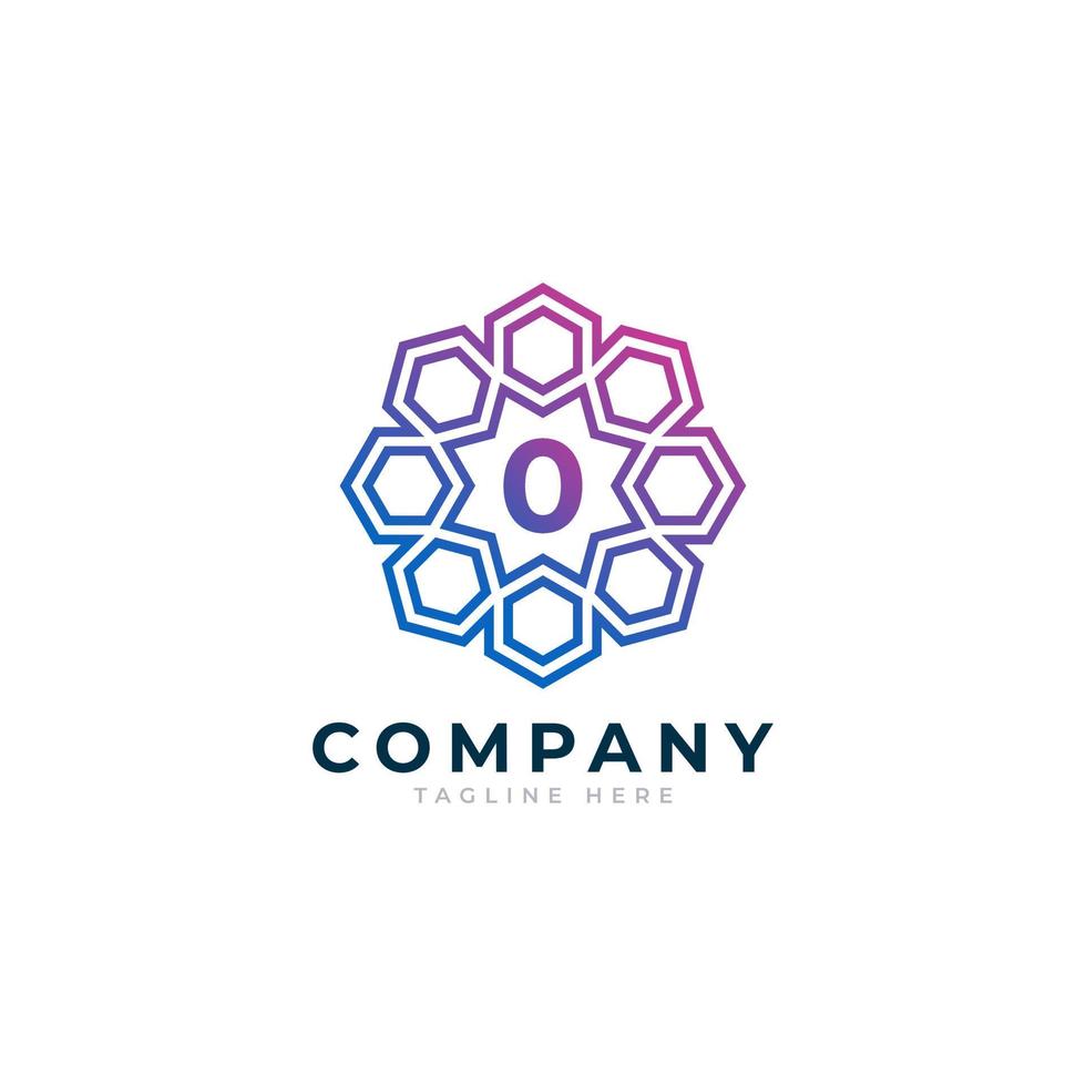 Number 0 Inside Hexagon Shape Logo Design Template Element vector