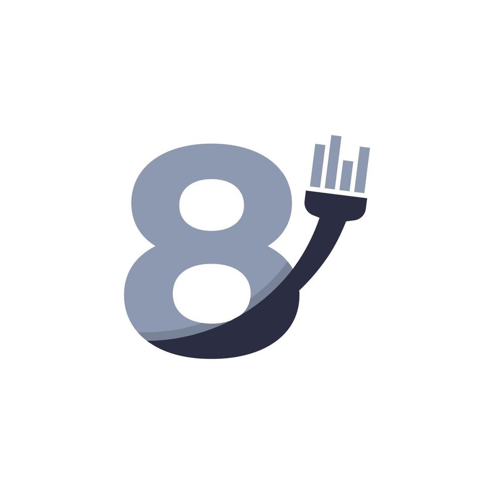 Number 8 Brush and Paint with Minimalist Design Style vector