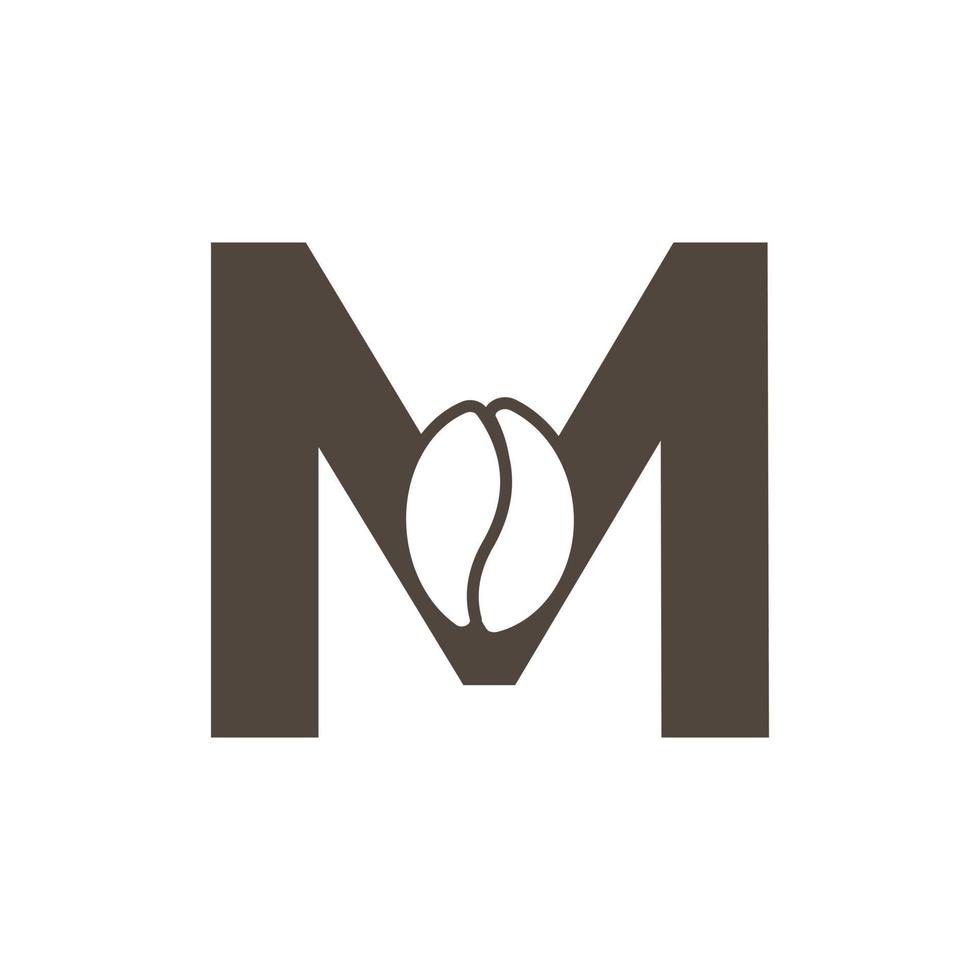 Coffee Shop Logo. Letter M with Negative Space Coffee Icon Inside. Vector Design Template