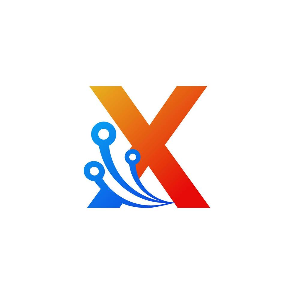 Initial Letter X Technology Logo Design Template Element vector