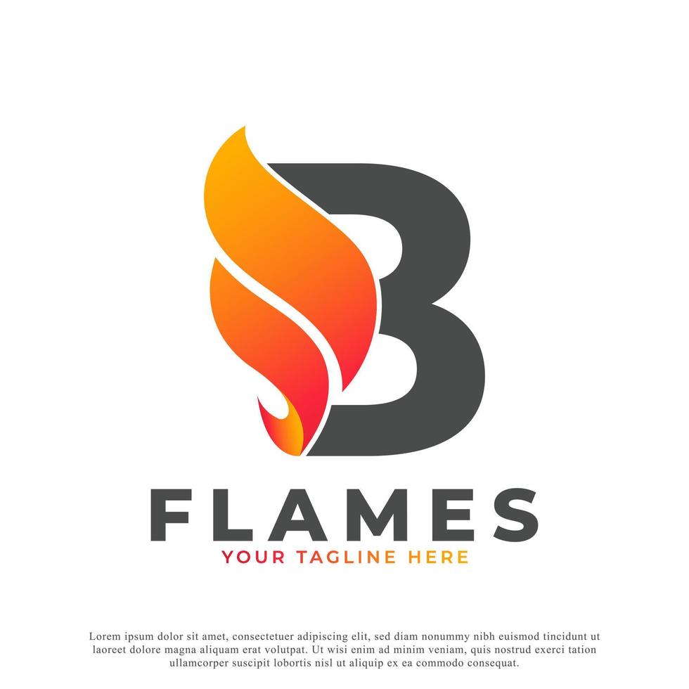 Flame with Letter B Logo Design. Fire Vector Logo Template