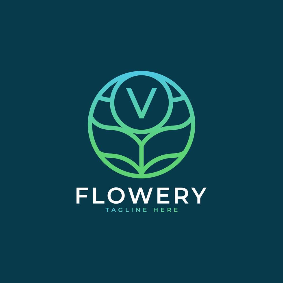 Flower Initial Letter V Logo Design Template Element. Eps10 Vector