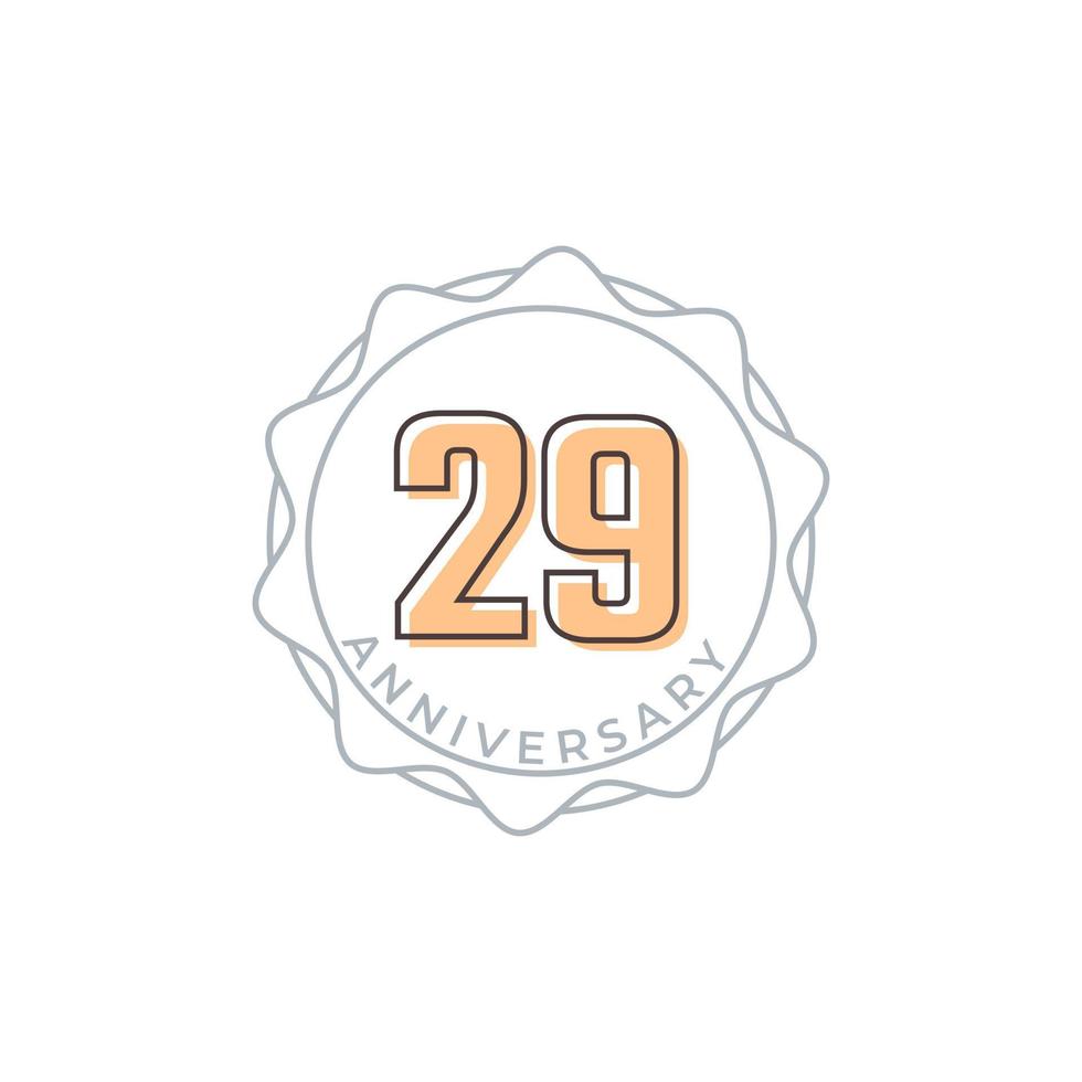 29 Year Anniversary Celebration Vector Badge. Happy Anniversary Greeting Celebrates Template Design Illustration