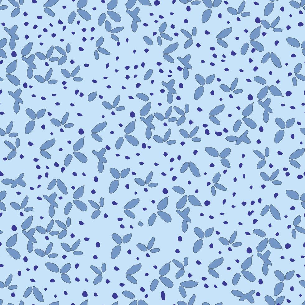 vector seamless pattern with little flowers in blue background. Folkloric style. Good print for wrapping paper, packaging design, wallpaper, ceramic tiles, and textile