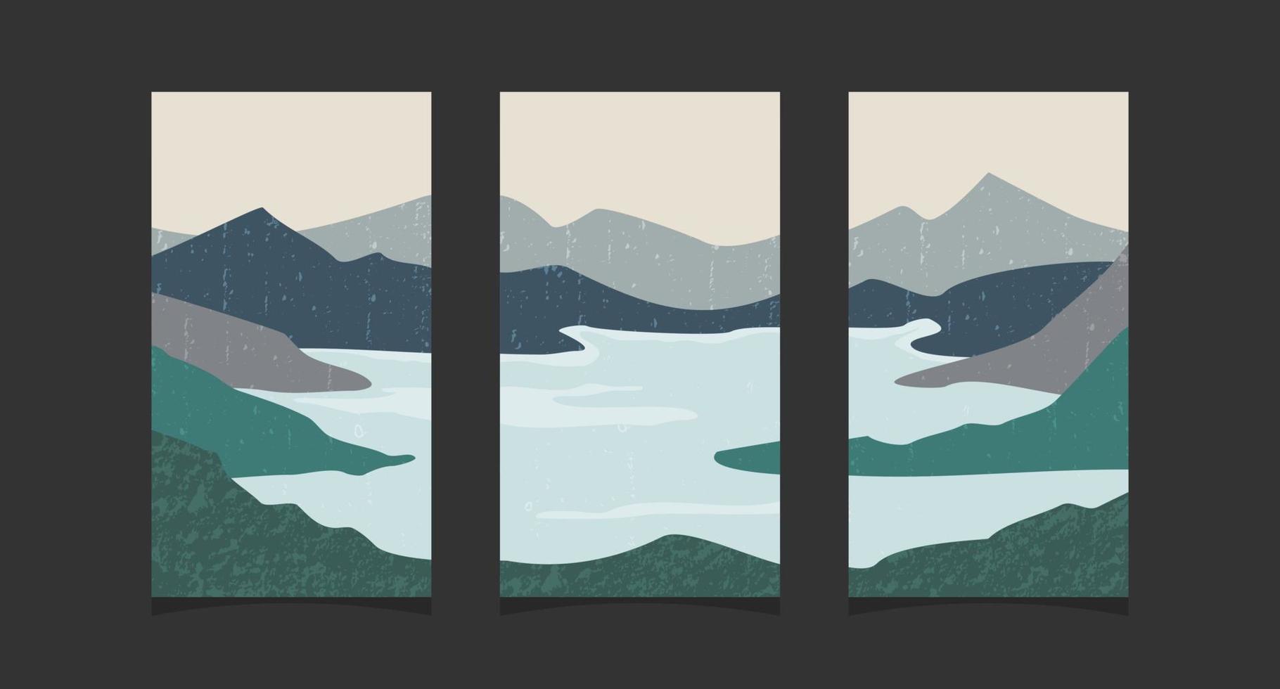 Abstract mountain painting, Abstract background, Premium Vector