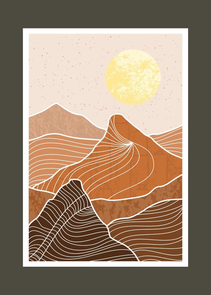 Abstract mountain painting, Abstract background, Premium Vector