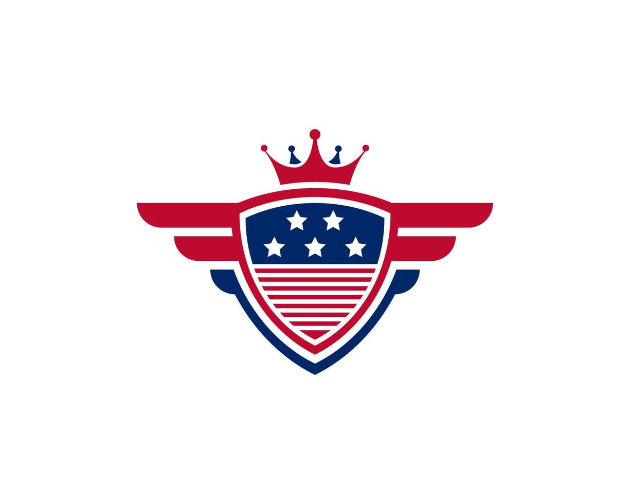 Emblem American Veteran Flag Emblem Wings with Shield Patriotic Logo Design Template Element vector