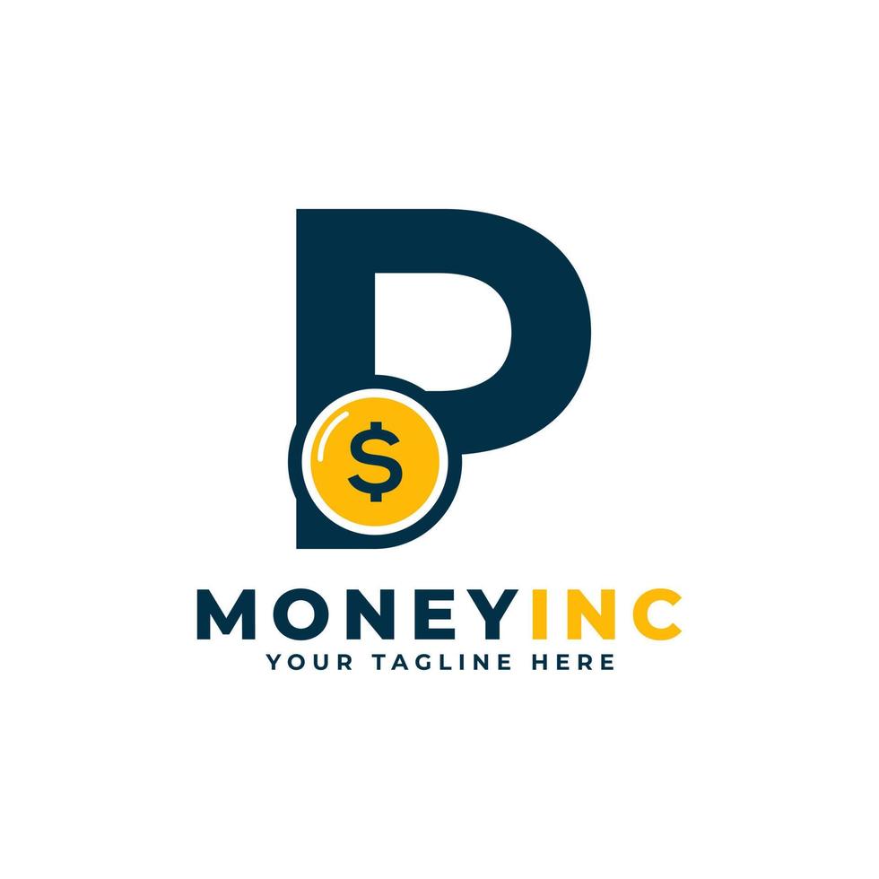 Cash Logo. Letter P with Coin Money Logo Design Template vector