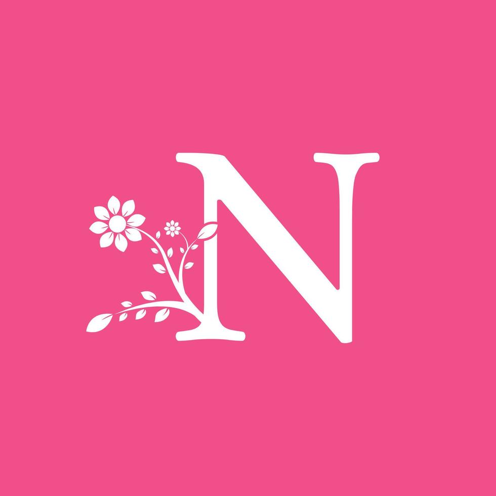 Letter N Linked Fancy Logogram Flower. Usable for Business and Nature Logos. vector