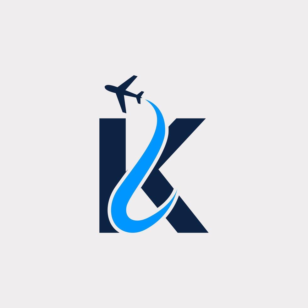 Creative Initial Letter K Air Travel Logo Design Template. Eps10 Vector