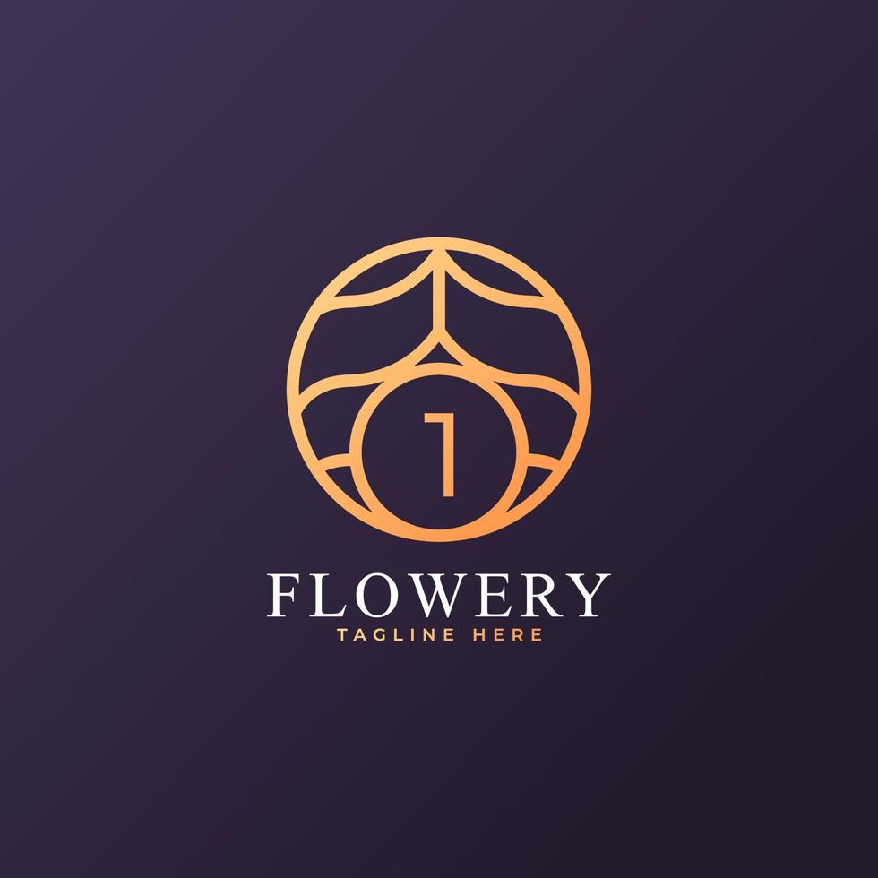 Flower Number 1 Logo Design Template Element. Eps10 Vector