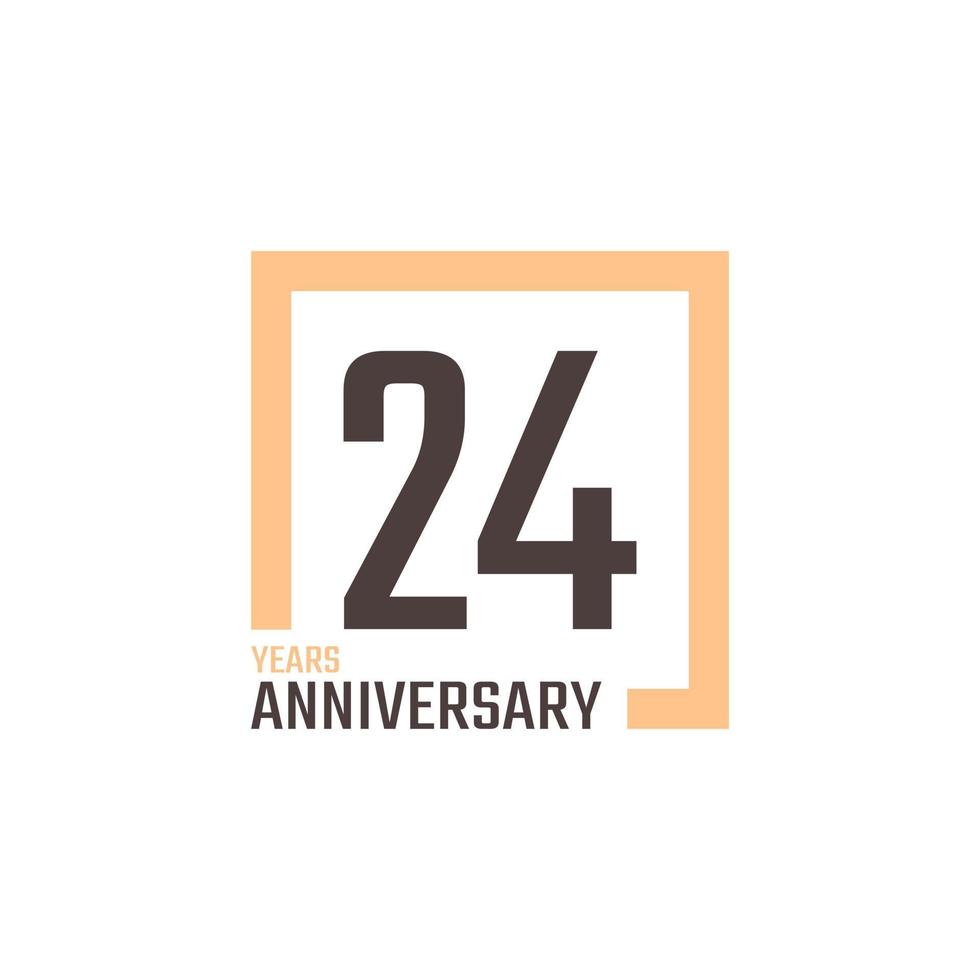 24 Year Anniversary Celebration Vector with Square Shape. Happy Anniversary Greeting Celebrates Template Design Illustration
