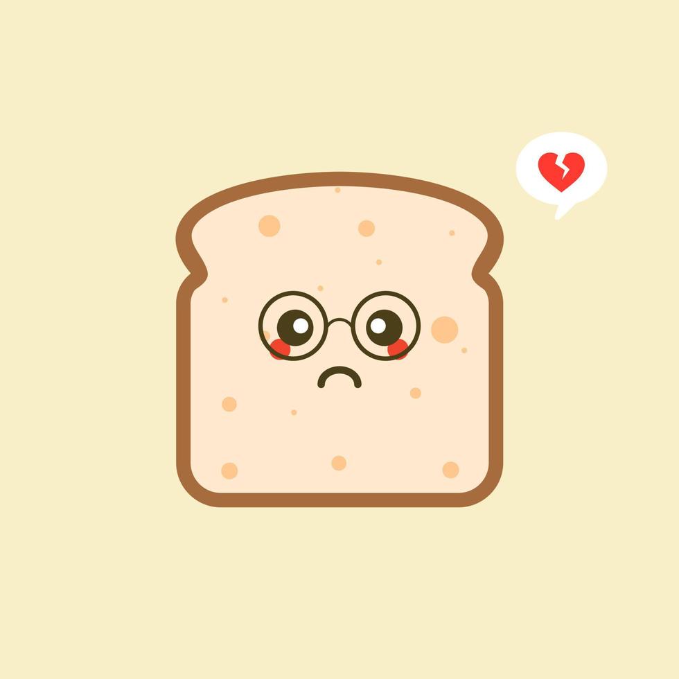 vector funny cartoon cute sliced bread character isolated on color background. Bakery label mascot. Vector flat cartoon character illustration icon. Toast,good morning card, breakfast concept