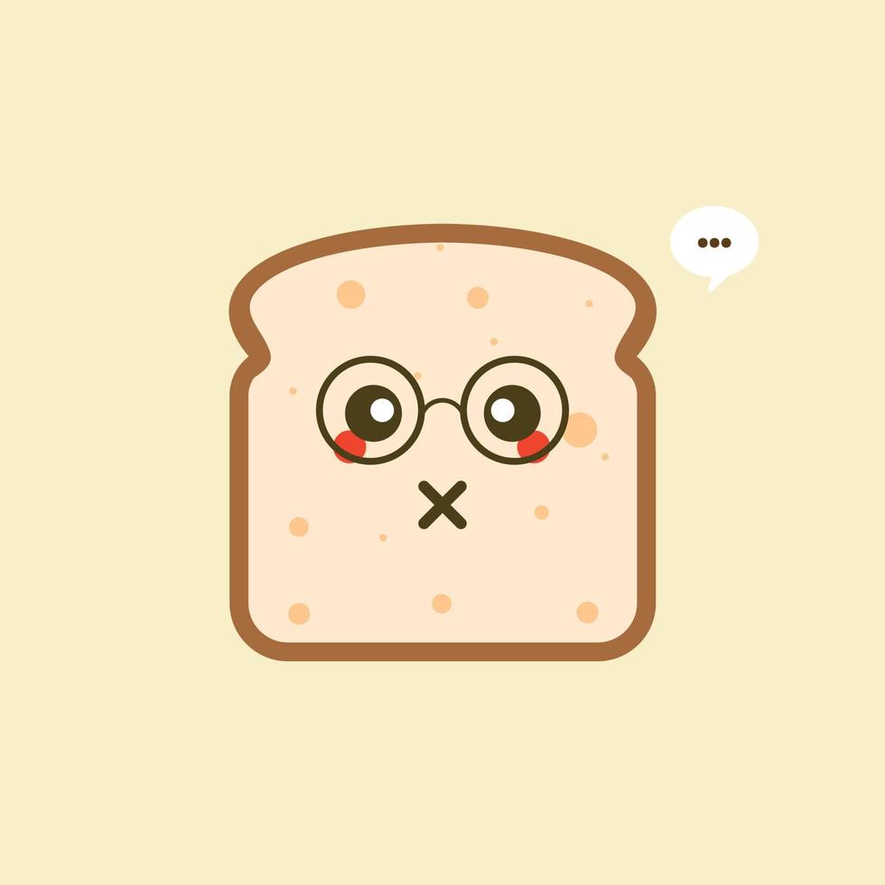vector funny cartoon cute sliced bread character isolated on color background. Bakery label mascot. Vector flat cartoon character illustration icon. Toast,good morning card, breakfast concept