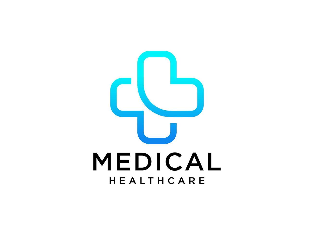 logotipo médico símbolo sanitario icono de farmacia. signo de cruz de movimiento azul estilo origami aislado sobre fondo blanco. elemento de plantilla de diseño de logotipo de vector plano.