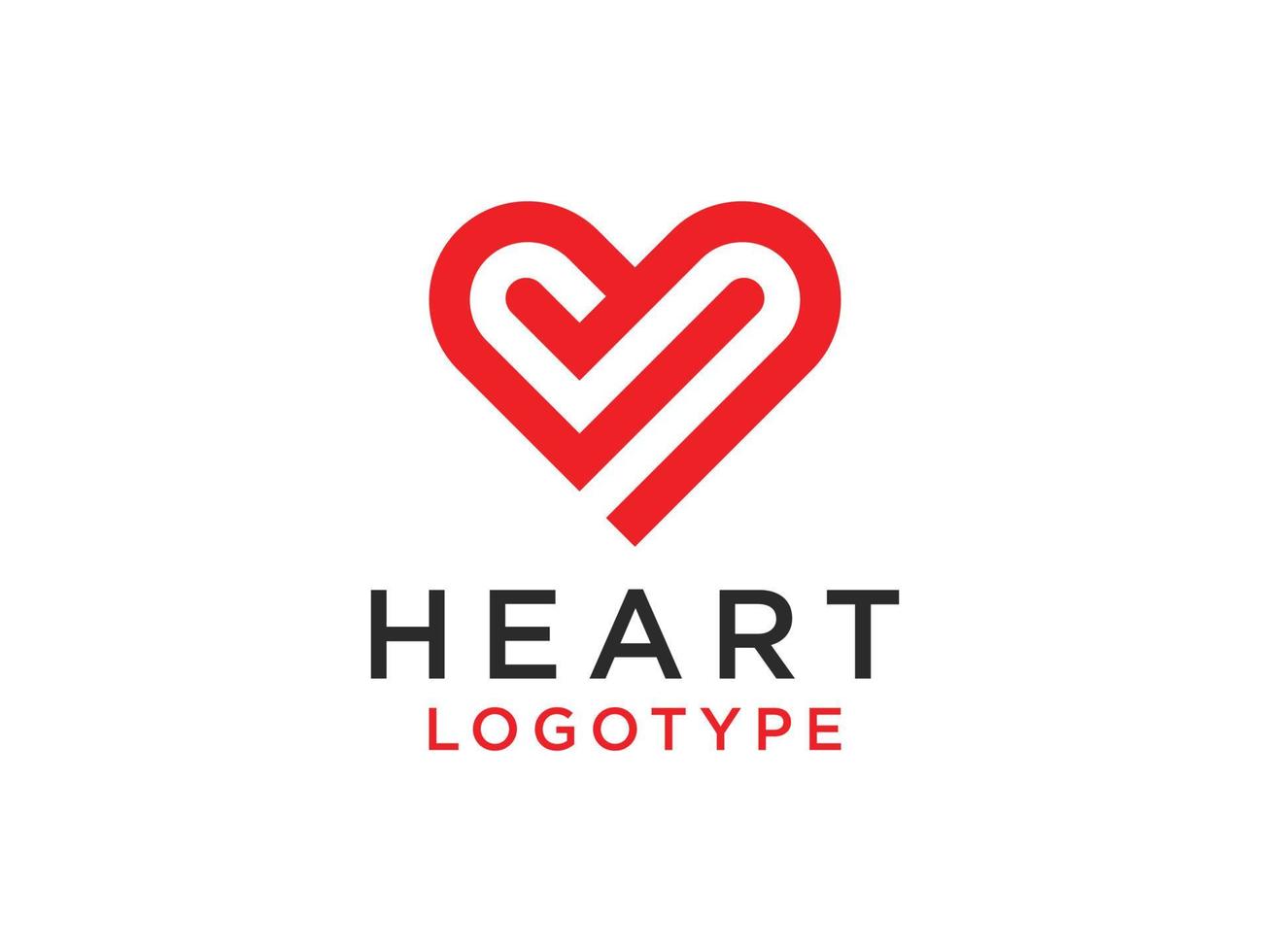 logotipo abstracto del corazón. estilo de caligrafía de corazón dibujado a mano decorativo rojo aislado sobre fondo blanco. elemento de plantilla de diseño de ilustración de vector plano.