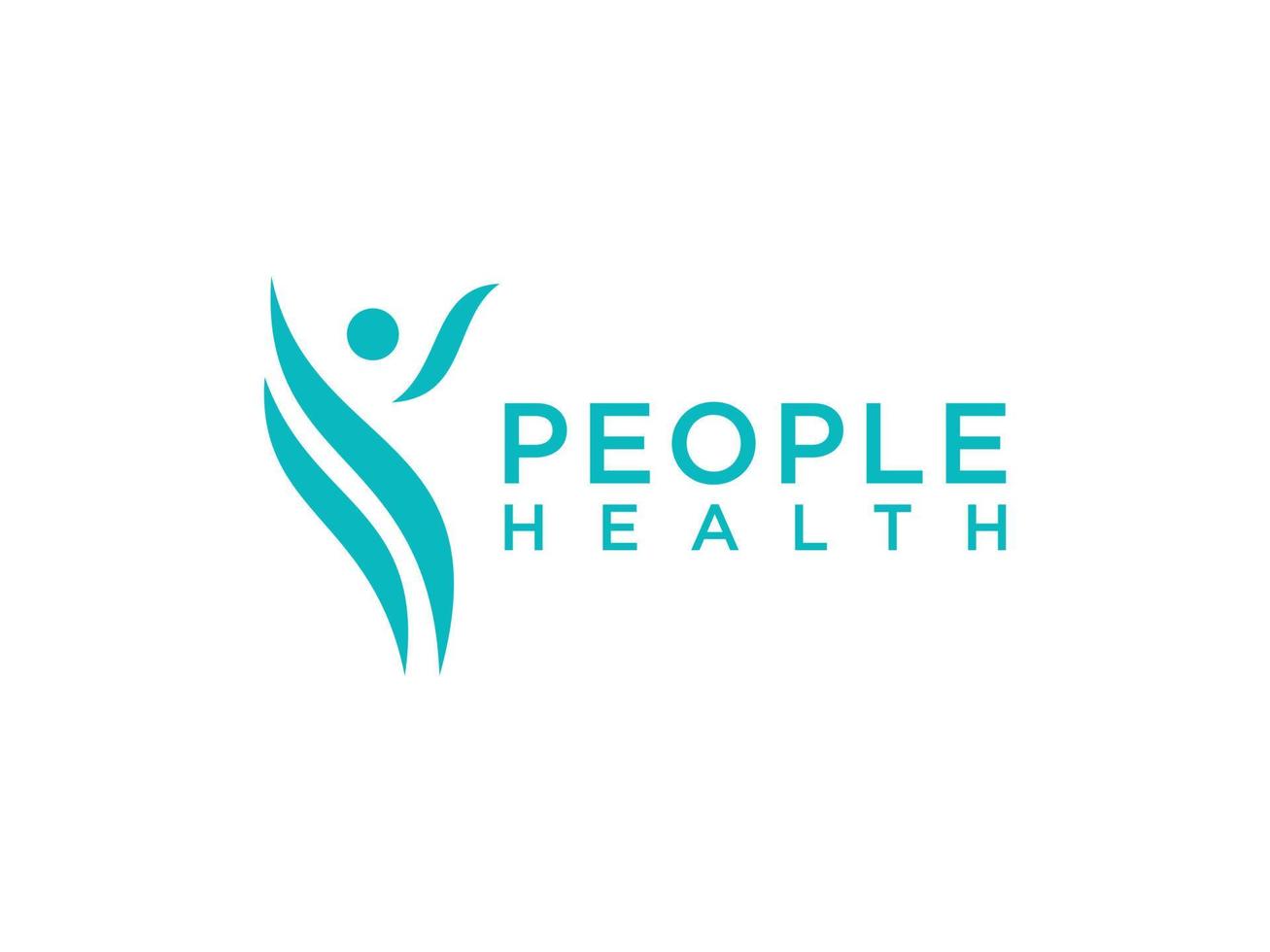 Abstract Health People Logo. Green and Blue Hand Drawn Human Icon Initial H Letter isolated on White Background. Flat Vector Logo Design Template Element.