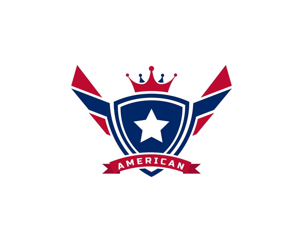 Emblem American Veteran Flag Emblem Wings with Shield Patriotic Logo Design Template Element vector
