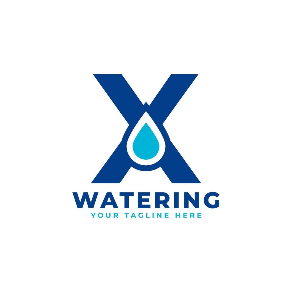 gota de agua letra x logotipo inicial. utilizable para la naturaleza y los logotipos de marca. elemento de plantilla de ideas de diseño de logotipo de vector plano