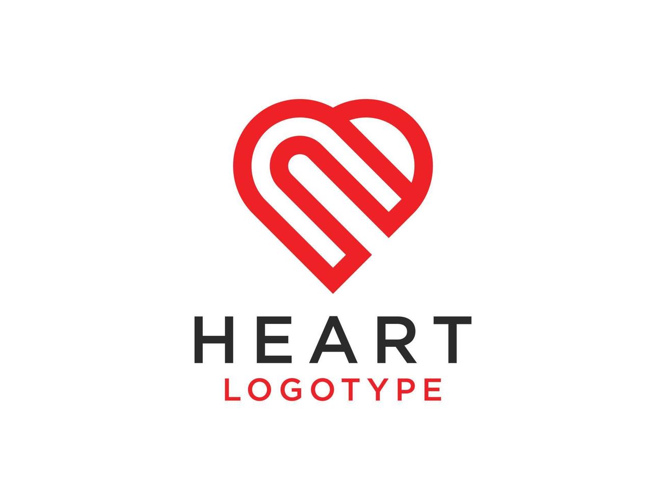 logotipo abstracto del corazón. estilo de caligrafía de corazón dibujado a mano decorativo rojo aislado sobre fondo blanco. elemento de plantilla de diseño de ilustración de vector plano.