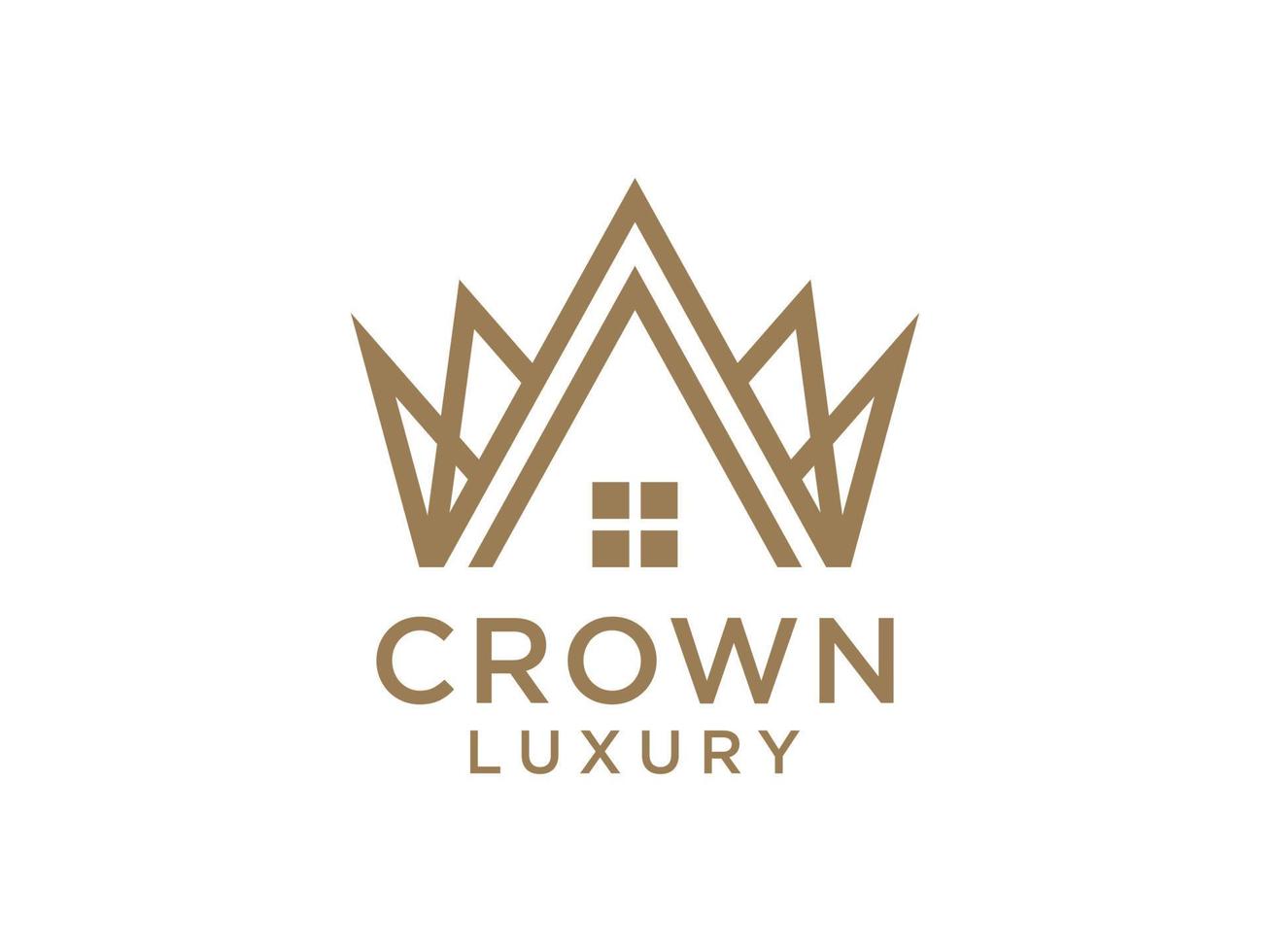 Abstract Geometric Crown and House Logo. Royal Home Symbol. Flat Vector Logo Design Template Element