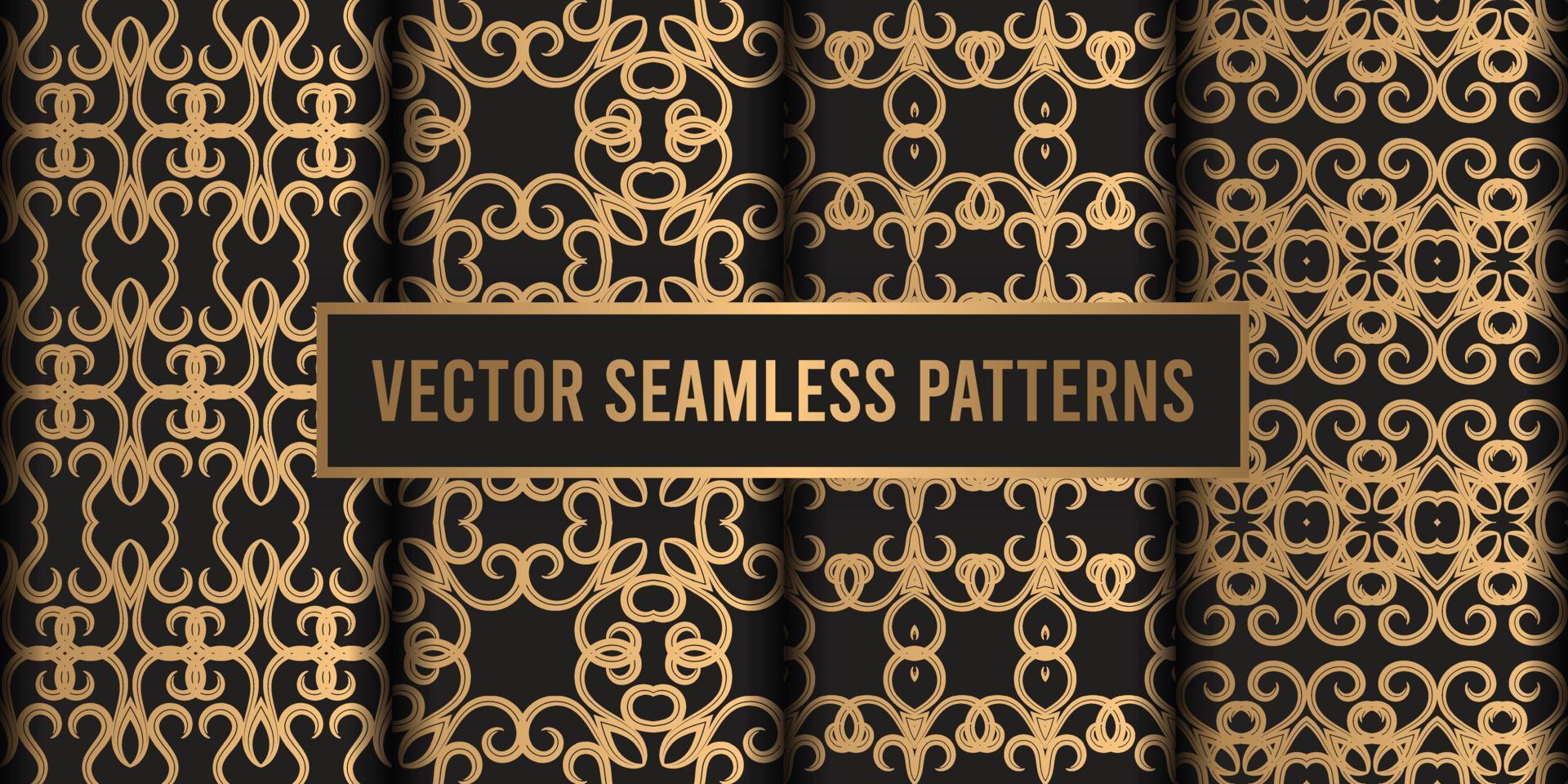 fondo de patrón transparente de oro negro ornamental vector