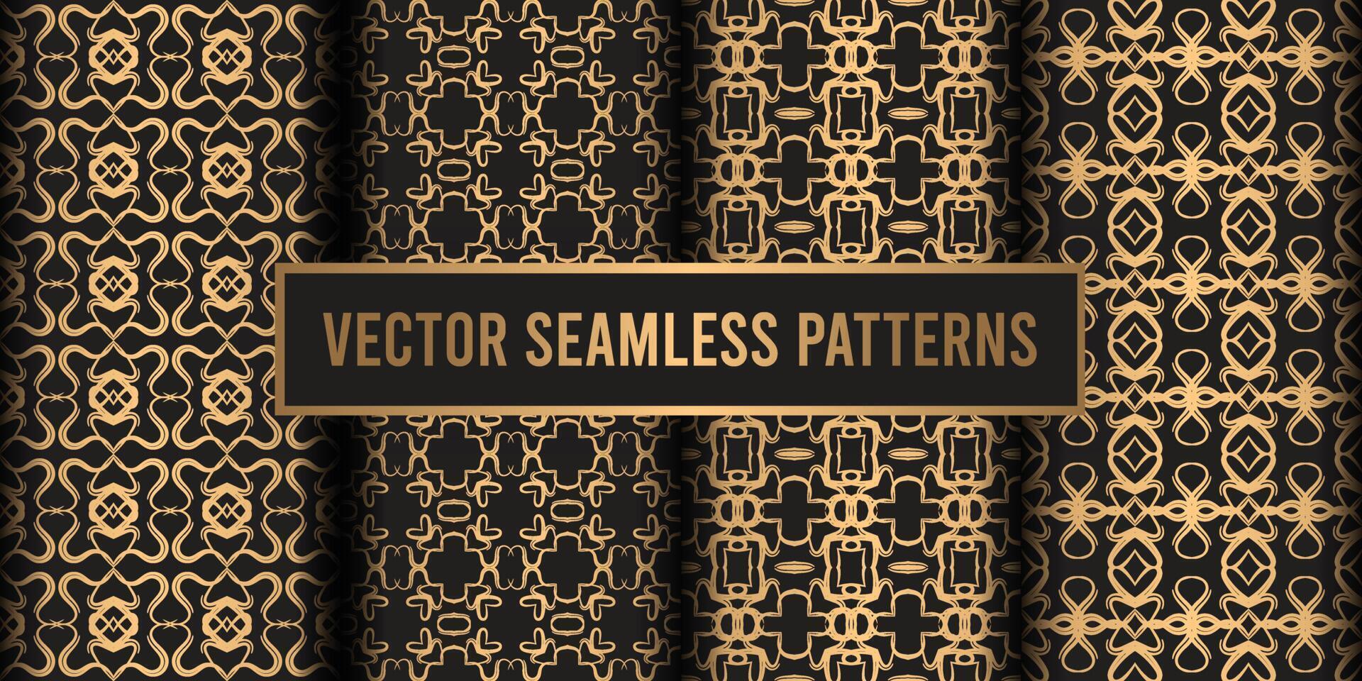 Ornamental black gold seamless pattern background vector